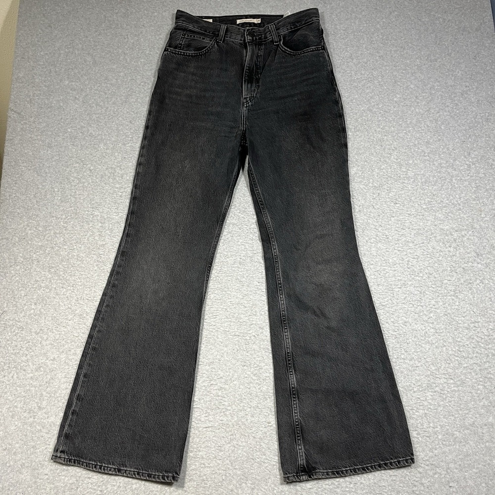 Levi's Black Flared Wide-Leg Jeans - Washed Black
